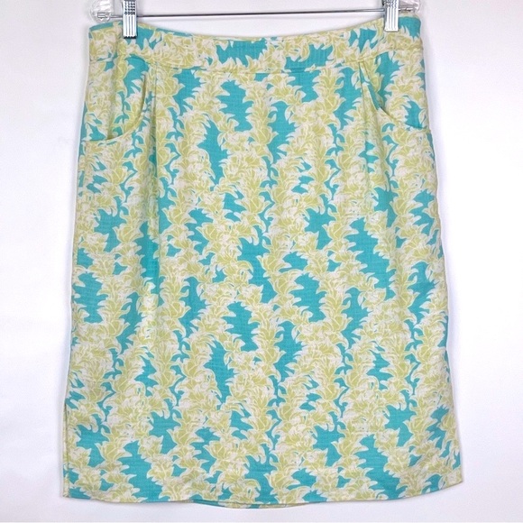 Pendleton Skirt Women’s Size 12 Linen Rayon Blend Green White Botanical Print - Picture 1 of 14